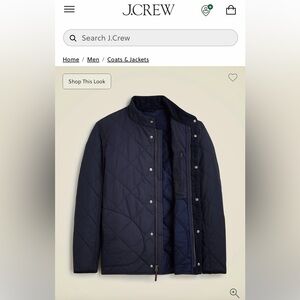 J Crew Men's Navy Quilted Jacket